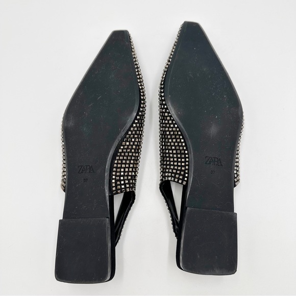 Zara Black Sparkly Slingback Flats - Picture 9 of 12